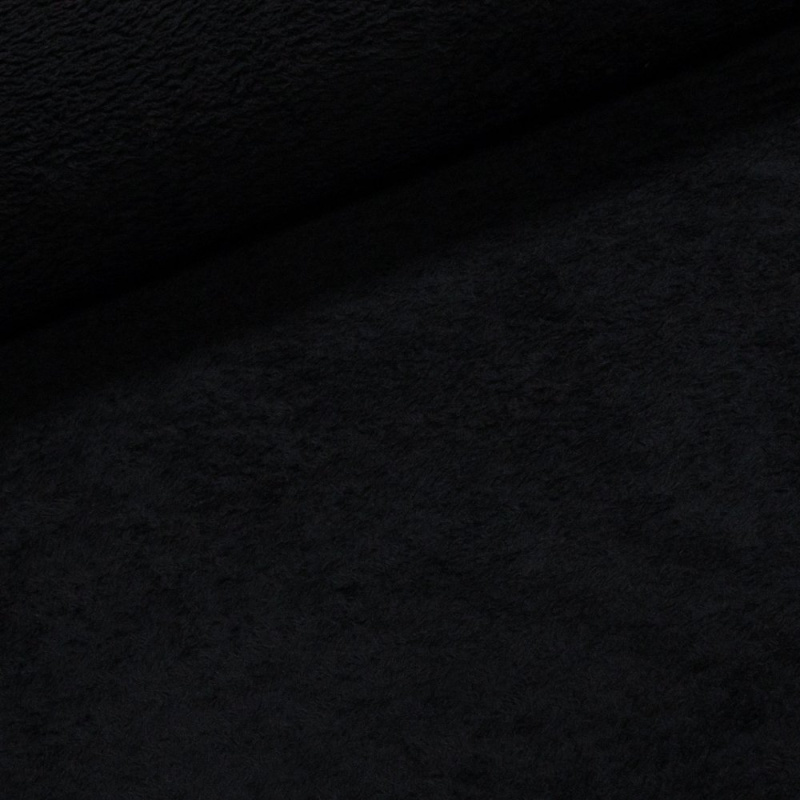 Mikroplyš / coral fleece 001 jednobarevná černá, š.160cm (látka v metráži)