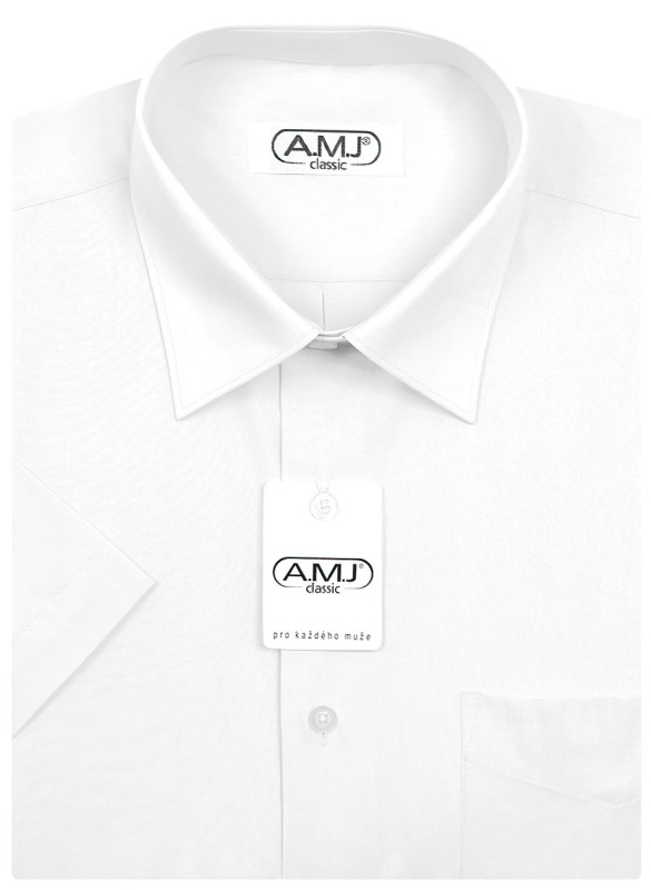 Pánská košile AMJ jednobarevná JK018, bílá, krátký rukáv, vel. 37