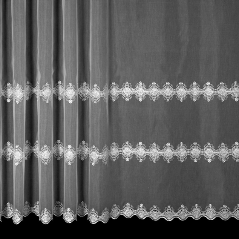 Českomoravská textilní voálová záclona V807 vyšívaný plastický vzor, bílá, výška 170cm (v metráži)