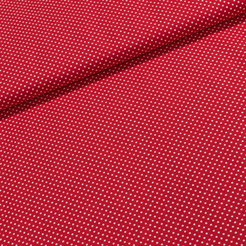 Bavlněné plátno Jolana JO004/01 bílý puntík na červené 2 mm, š.150cm (látka v metráži)