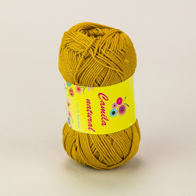 Pletací / háčkovací příze Storex CAMILA NATURAL 190 hořčicově žlutá, jednobarevná, 50g/125m