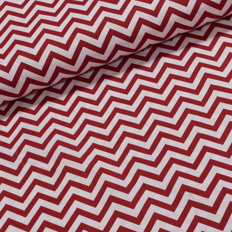 Bavlněné plátno ZIG ZAG červený, š.140cm (látka v metráži)