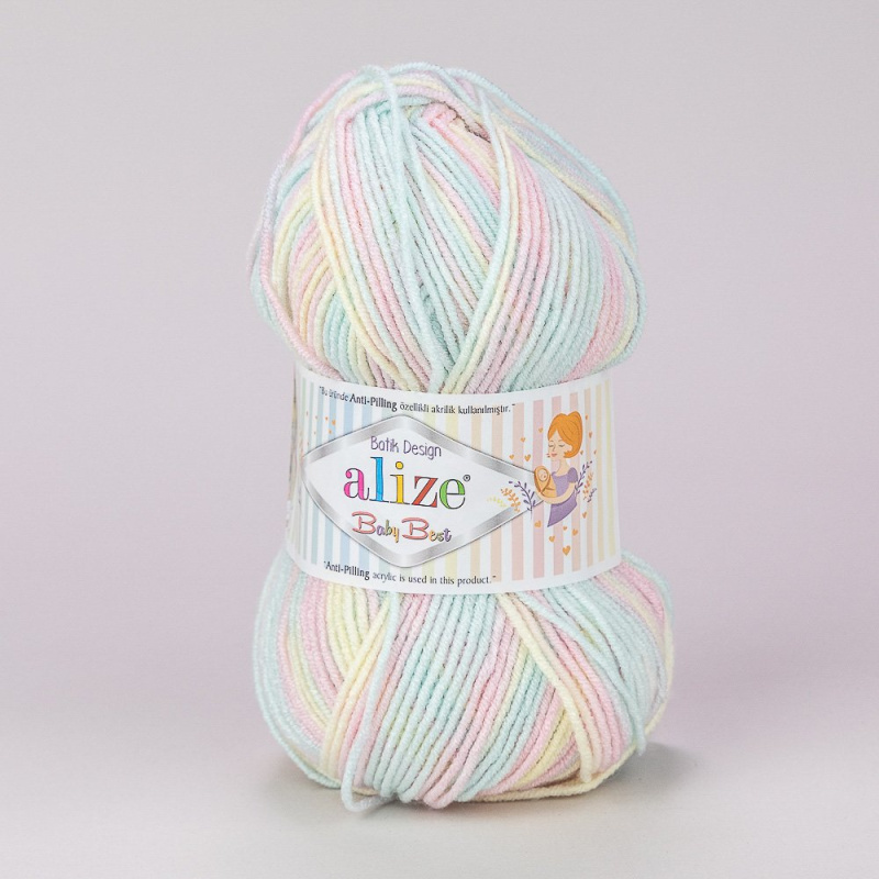 Pletací příze Alize BABY BEST BATIK 6655 sladká růžovo-modrá, melírovaná, antipillingová, 100g/240m