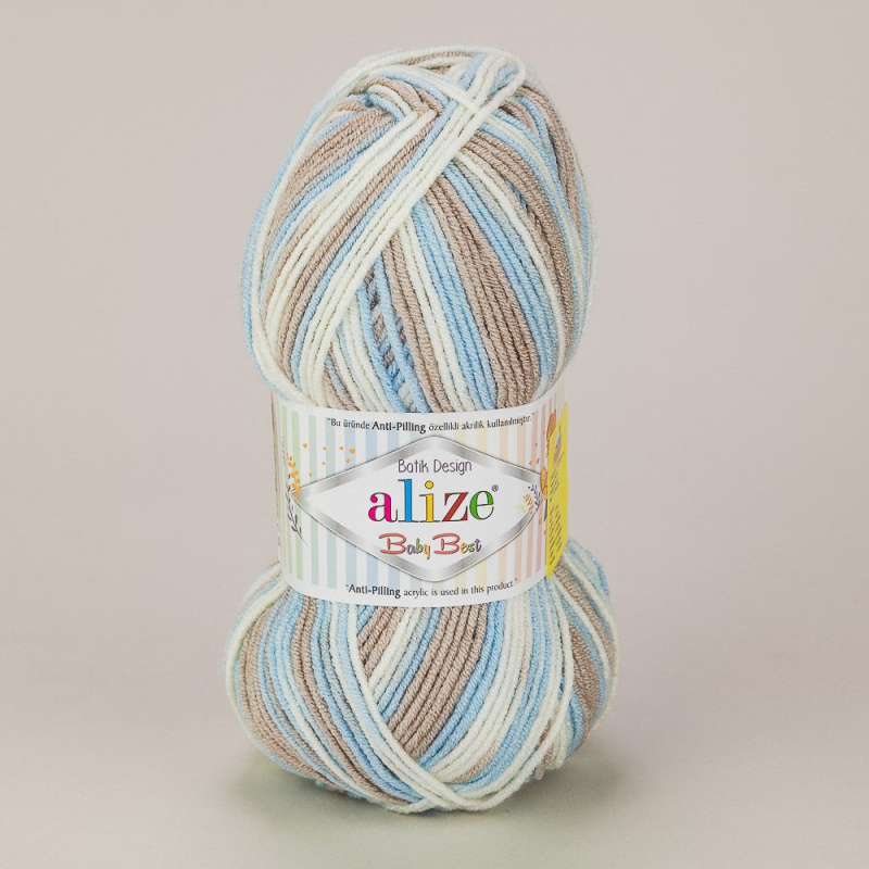 Pletací příze Alize BABY BEST BATIK 6657 modro-hnědá, melírovaná, antipillingová, 100g/240m
