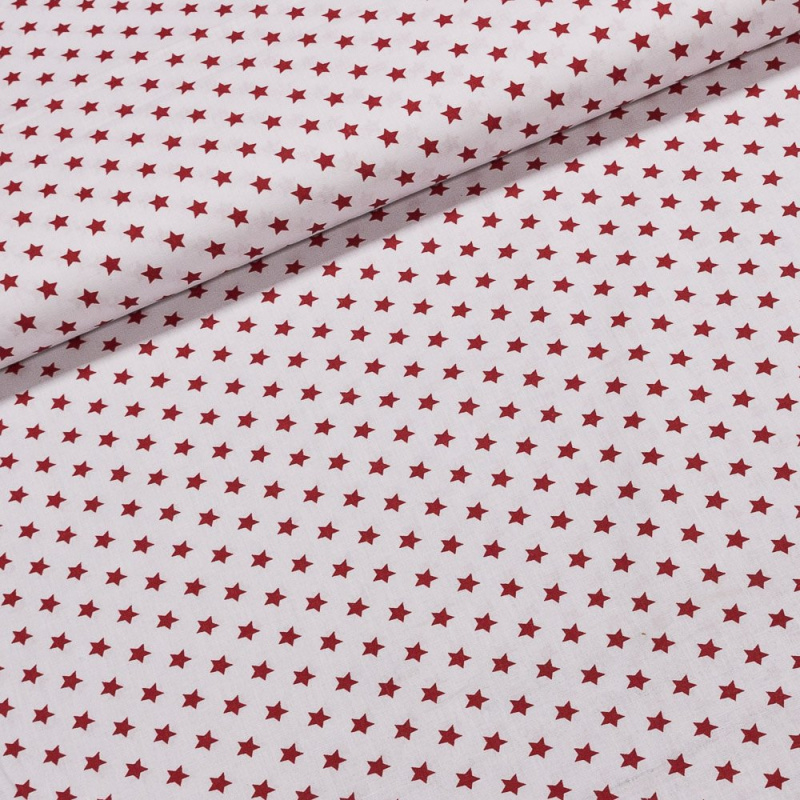 Bavlněné plátno červené hvězdy na bílé, š.140cm (látka v metráži)