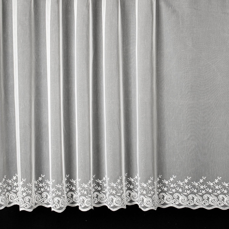 Forbyt organzová záclona 98432 vyšívané květiny s ornamenty, s bordurou, bílá, výška 120cm (v metráži)