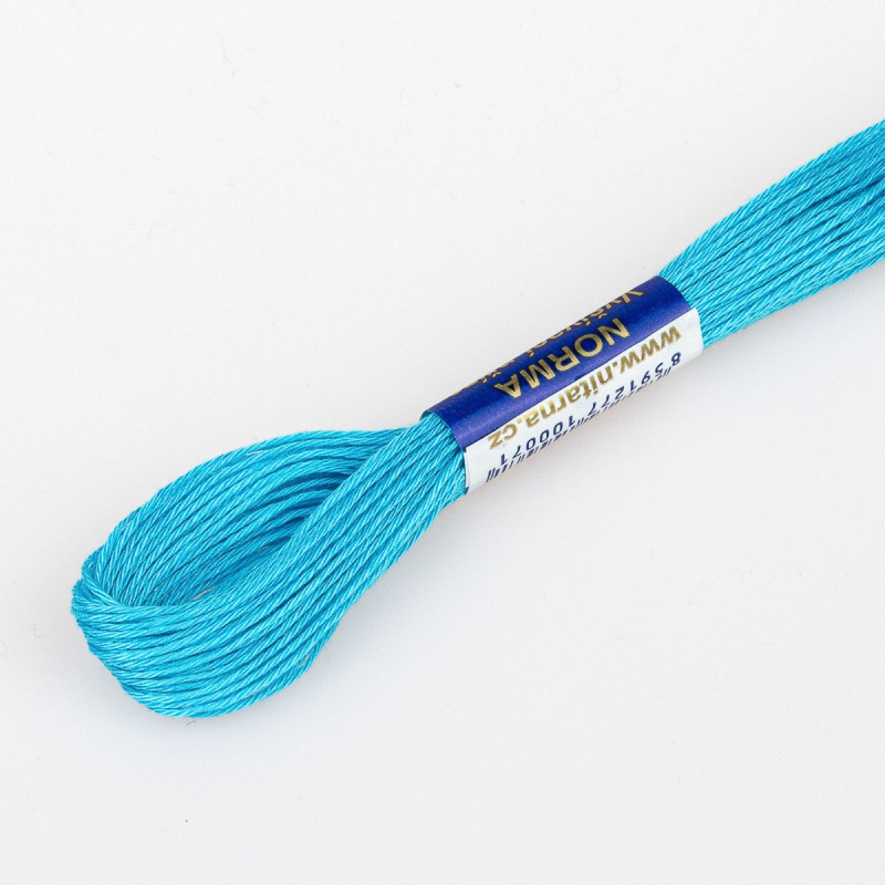 Niťárna Vyšívací příze NORMA / BAVLNKA  5742 modrý tyrkys, jednobarevná, 1,5g/15m