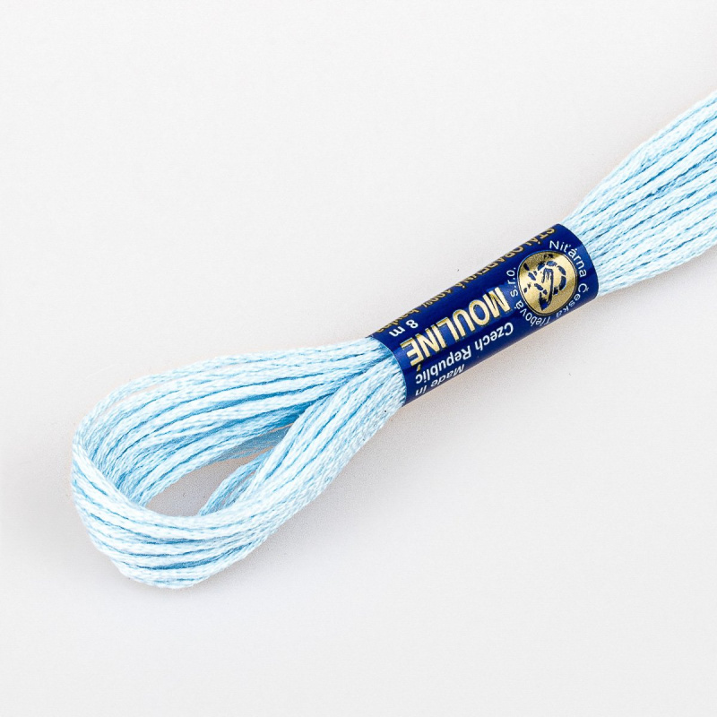 Niťárna Vyšívací příze MOULINE / MULINKA 5522 bledě modrá - světle šedá, jednobarevná, 2g/8m
