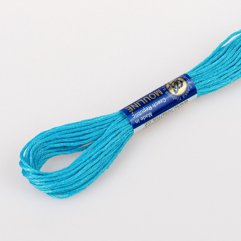 Niťárna Vyšívací příze MOULINE / MULINKA 5742 modrý tyrkys, jednobarevná, 2g/8m