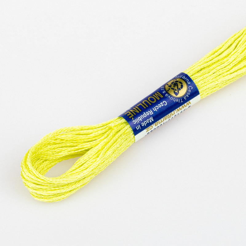 Niťárna Vyšívací příze MOULINE / MULINKA 6032 krémová žluto-zelená, jednobarevná, 2g/8m
