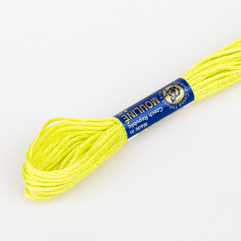 Niťárna Vyšívací příze MOULINE / MULINKA 6052 zeleno-žlutá, jednobarevná, 2g/8m
