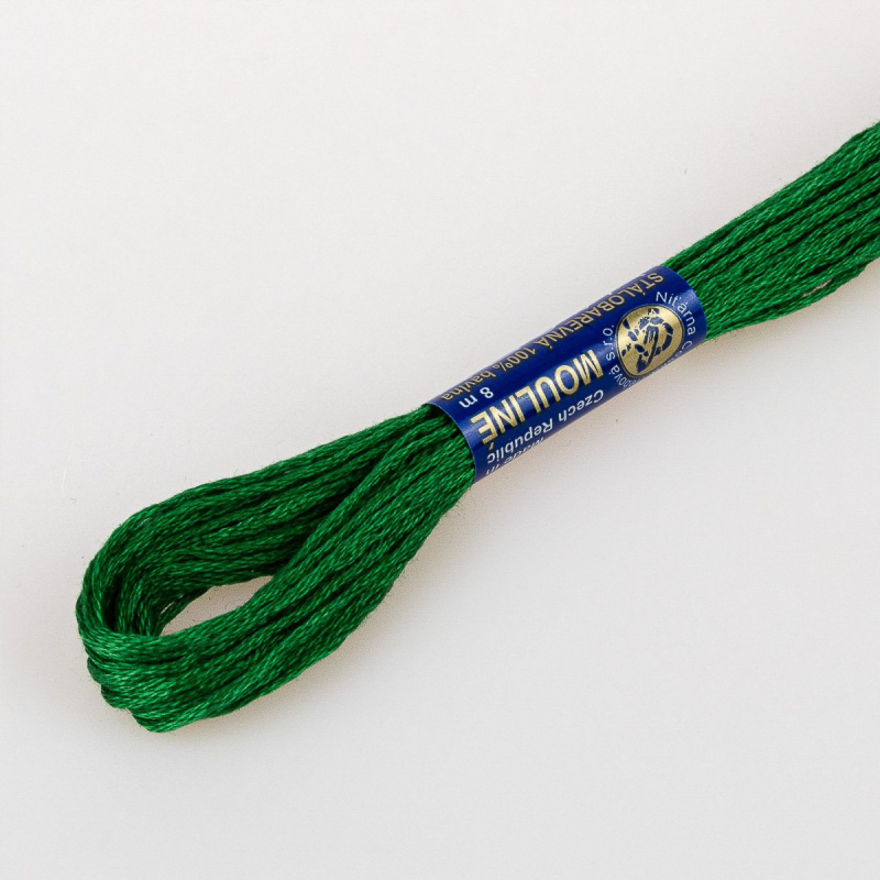 Niťárna Vyšívací příze MOULINE / MULINKA 6192 zelená, jednobarevná, 2g/8m