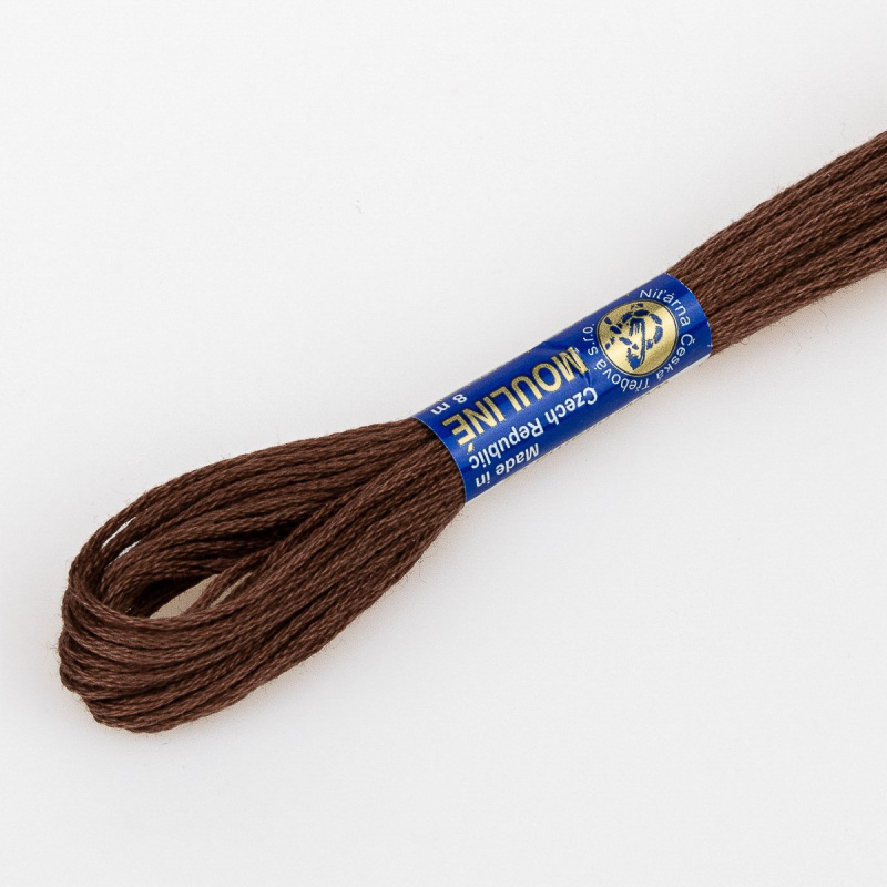 Niťárna Vyšívací příze MOULINE / MULINKA 7892 čokoládová hnědá, jednobarevná, 2g/8m