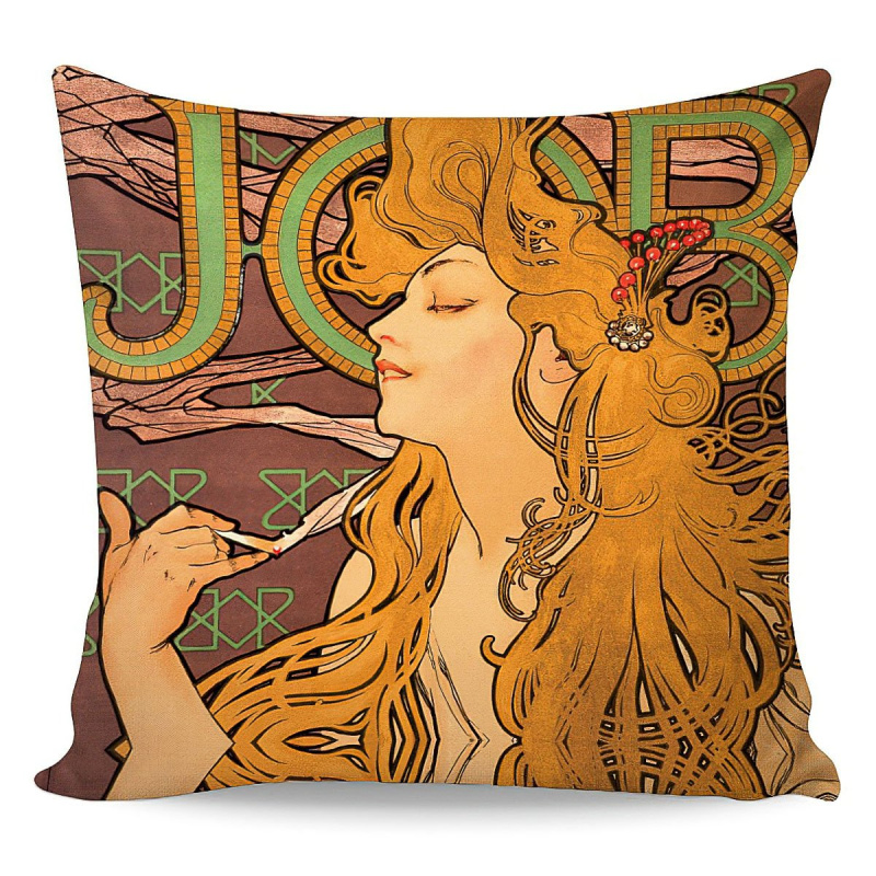Matějovský Povlak na polštářek ALFONS MUCHA JOB, hnědý, 40x40cm
