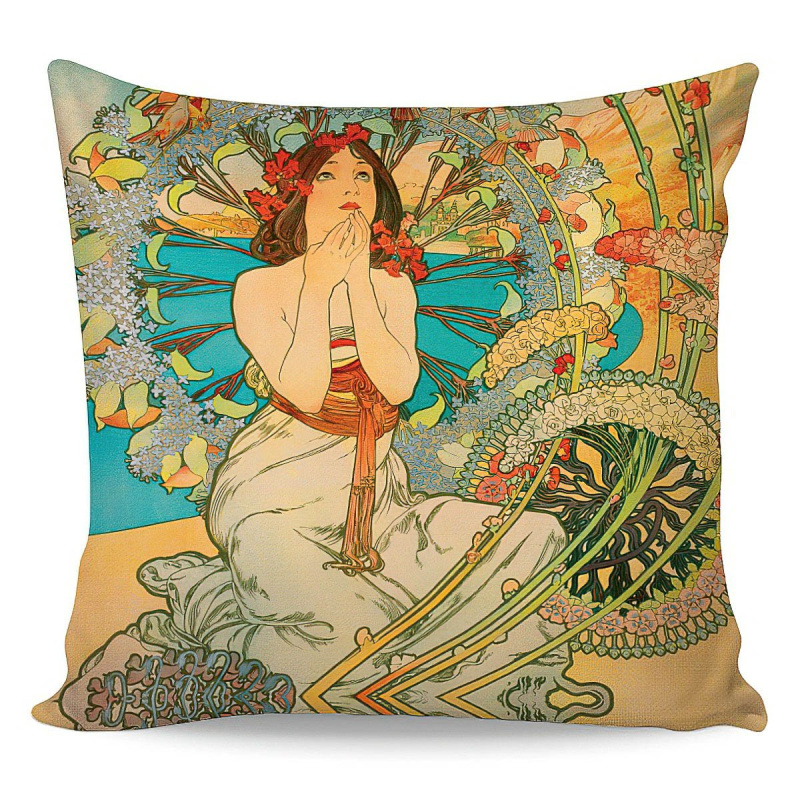 Matějovský Polštářek ALFONS MUCHA MONACO, béžový, 40x40cm