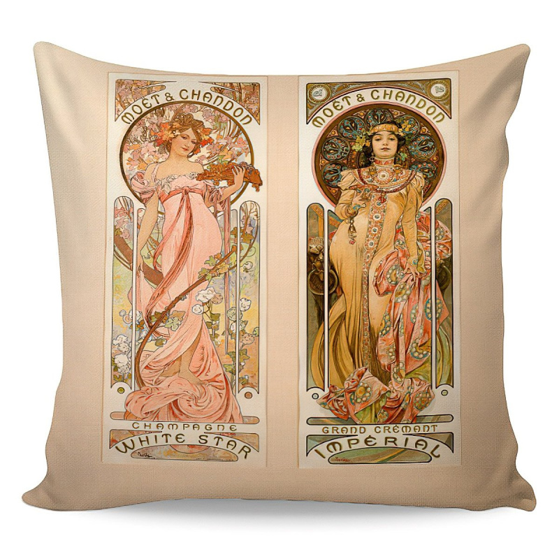 Matějovský Polštářek ALFONS MUCHA MOET, béžový, 40x40cm