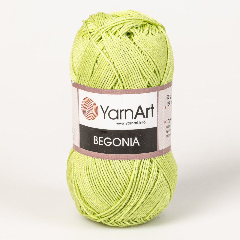 YarnArt Pletací / háčkovací příze YarnArt BEGONIA 5352 světle zelená, jednobarevná, mercerovaná, 50g/169m