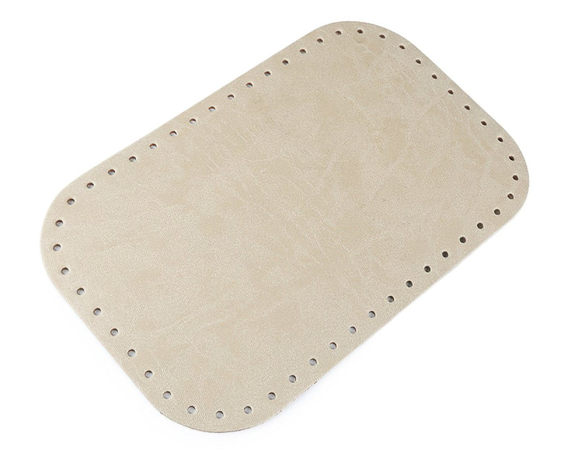 Dno na kabelku / tašku, eko kůže, 780279 jednobarevná A788 ecru, 18x28cm, otvor Ø3 mm