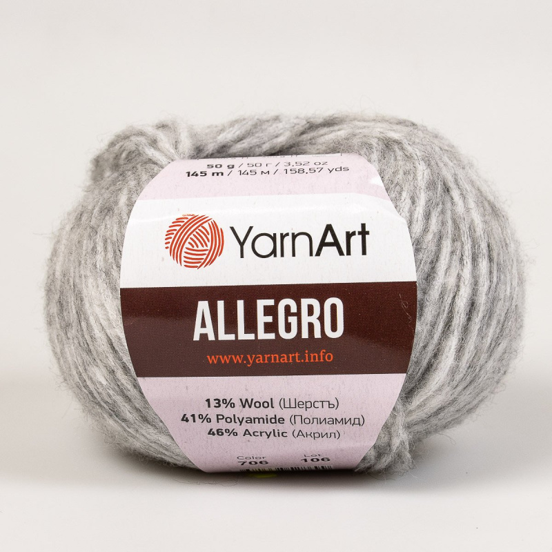 Pletací příze YarnArt ALLEGRO 706 šedá, melírovaná, 50g/145m