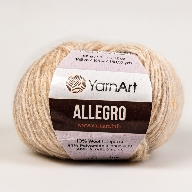 Pletací příze YarnArt ALLEGRO 704 béžovo-smetanová, melírovaná, 50g/145m