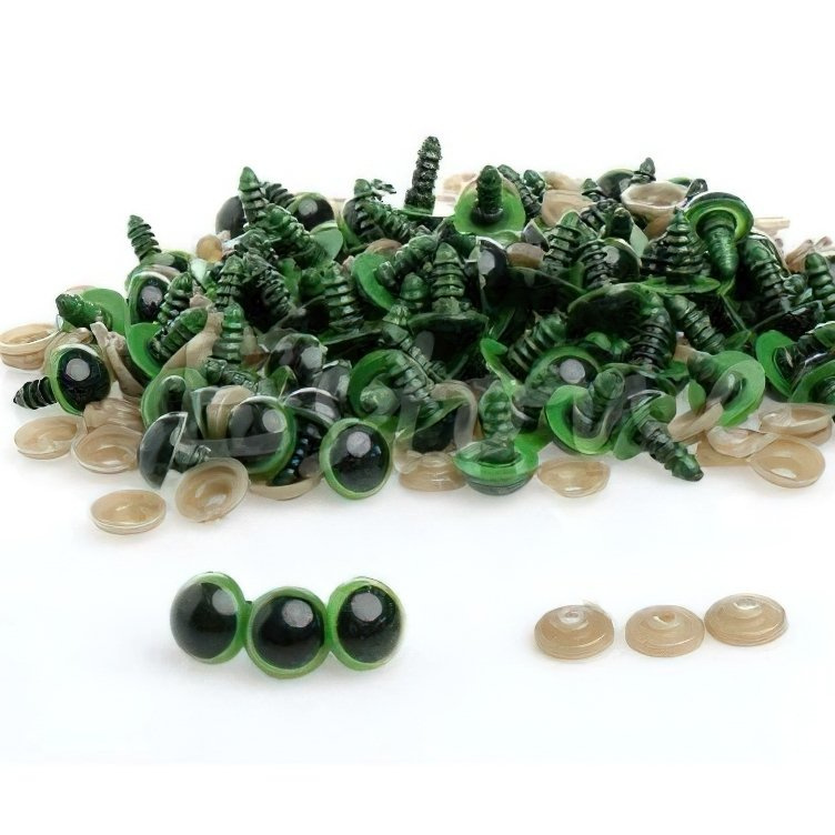 Bezpečnostní oči, jednobarevné zelené, průměr 12mm