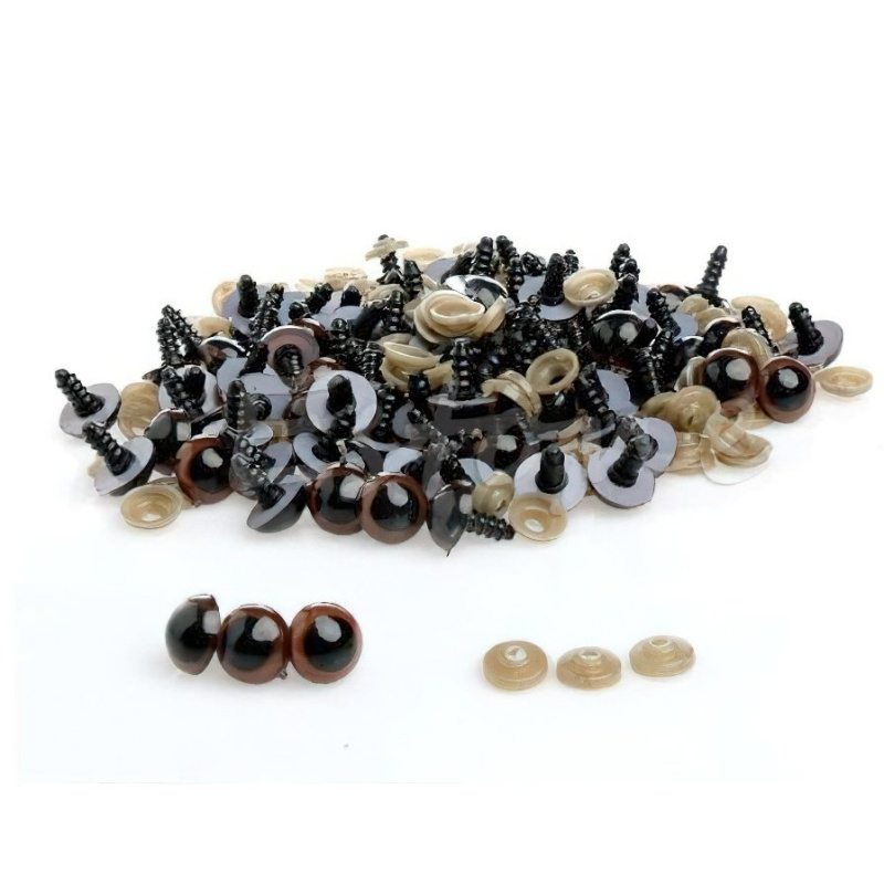 Bezpečnostní oči, jednobarevné hnědé, průměr 16mm