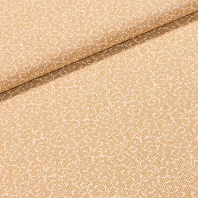 Směsové plátno CAIRO 01-07, popínavé lístky na béžové, š.140cm (látka v metráži)