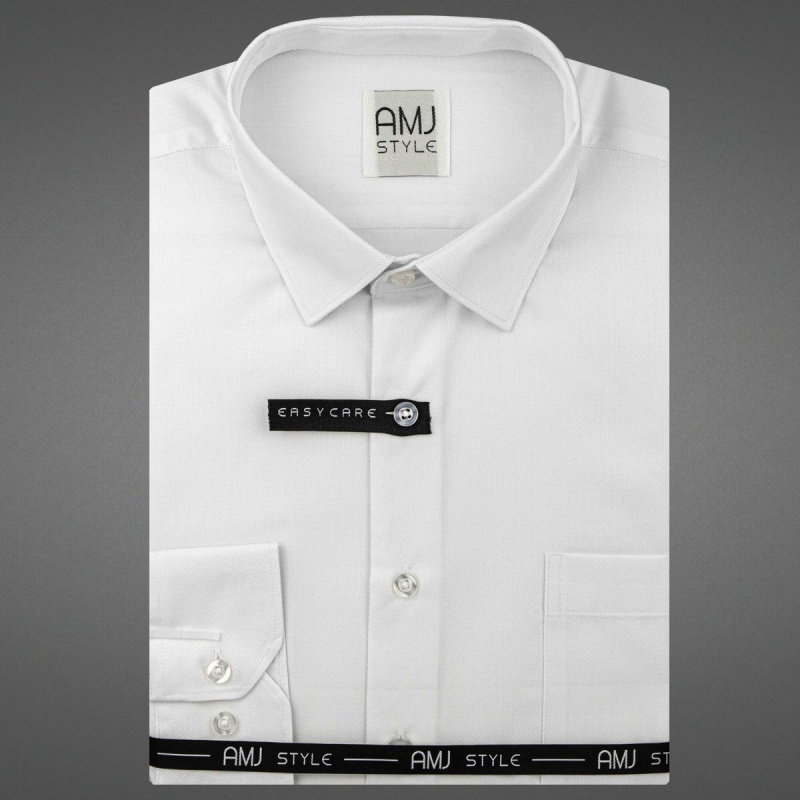 AMJ Pánská košile, bílá s vytkávaným vzorem, VDS001, dlouhý rukáv, slim fit, vel. 38