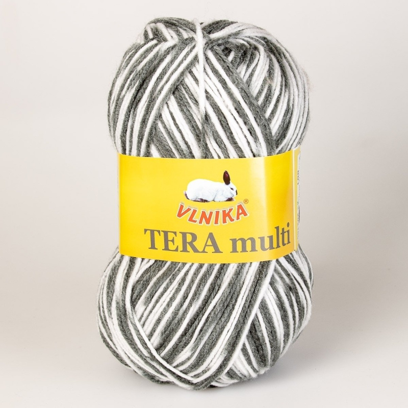 Pletací příze Vlnika TERA MULTI 801 černo-bílá, melírovaná, 100g/300m
