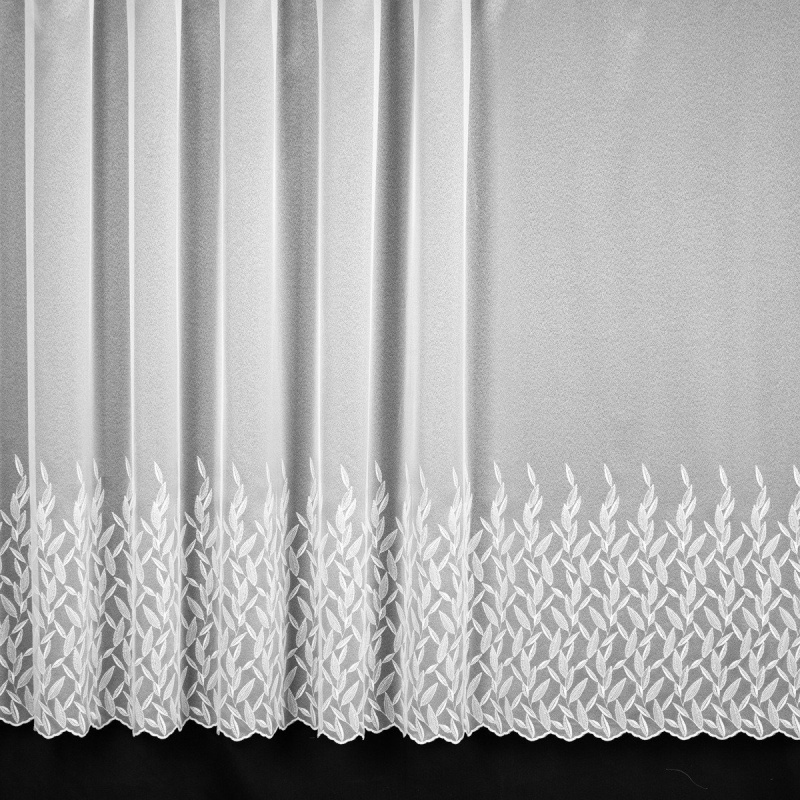 Forbyt záclona sablé 913725, vyšívané lístky, s bordurou, bílá, výška 150cm ( v metráži)