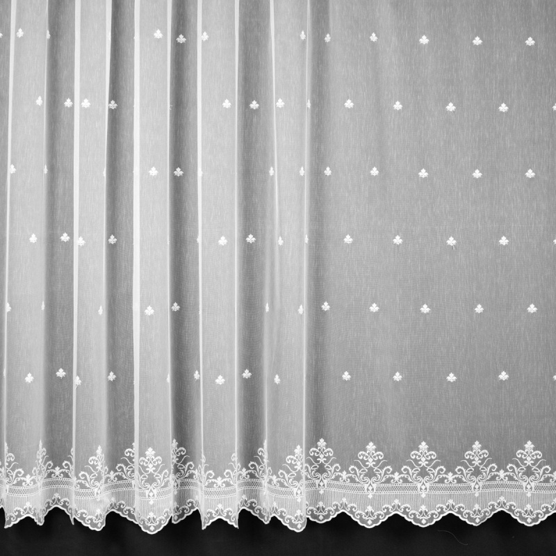 Forbyt organzová záclona 27018, vyšívané ornamenty, s bordurou, bílá, výška 140cm ( v metráži)