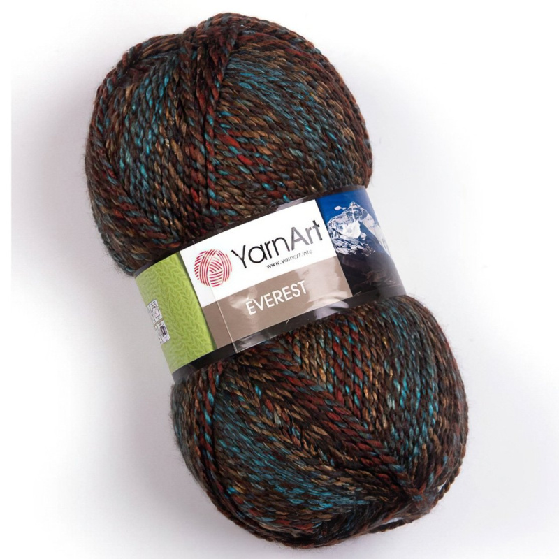YarnArt pletací příze YarnArt EVEREST 7046 hnědo-tyrkysová, melírovaná, 200g/320m