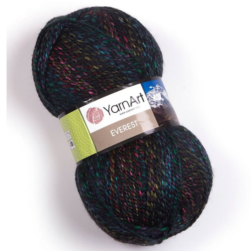YarnArt pletací příze YarnArt EVEREST 7037 černo-červeno-žluto-modro duhová, tón v tónu, melírovaná, 200g/320m