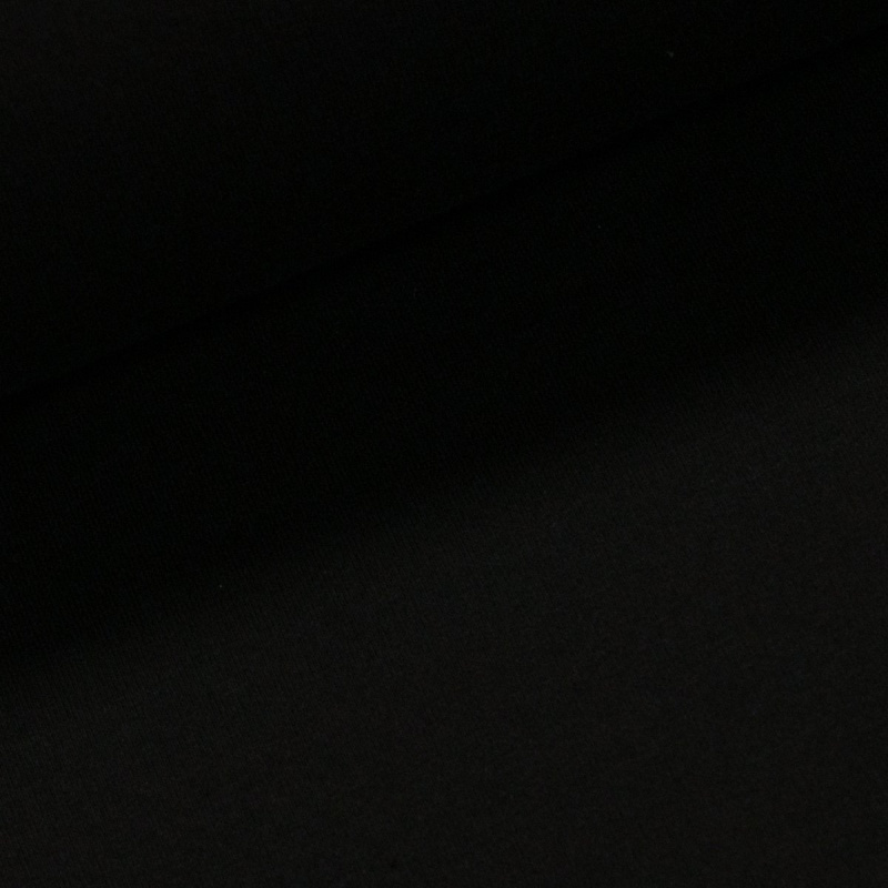 Bavlněný úplet TEPLÁKOVINA 6007/01 jednobarevná uni černá, počesaná, š.185cm (látka v metráži)