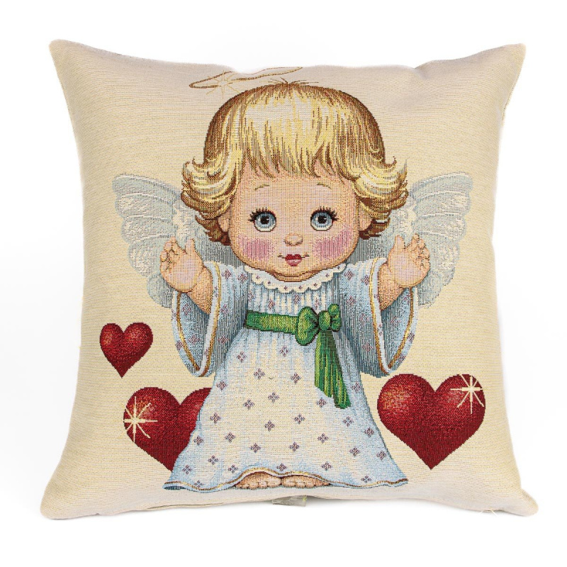 Dekorační povlak na polštářek vánoční RETRO ANDÍLEK, modrá, 45x45cm