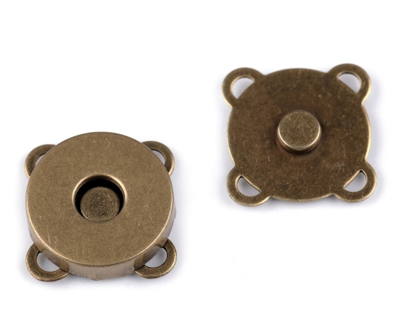 Stoklasa zapínání na kabelku 730018/3, průměr 18mm, magnetické, staromosaz, kov, 1 pár