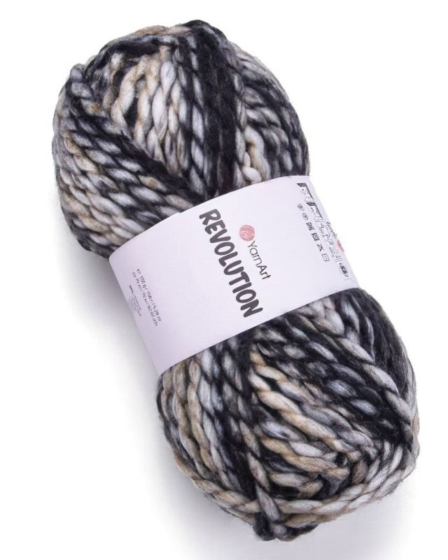 YarnArt pletací příze REVOLUTION 1600 šedo-hnědá, efektní, 150g/75m