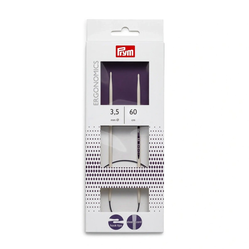 Prym pletací jehlice PRYM ERGO 215603, ergonomické plastové, kruhové, 1 kus, délka 60cm, velikost 3,5mm