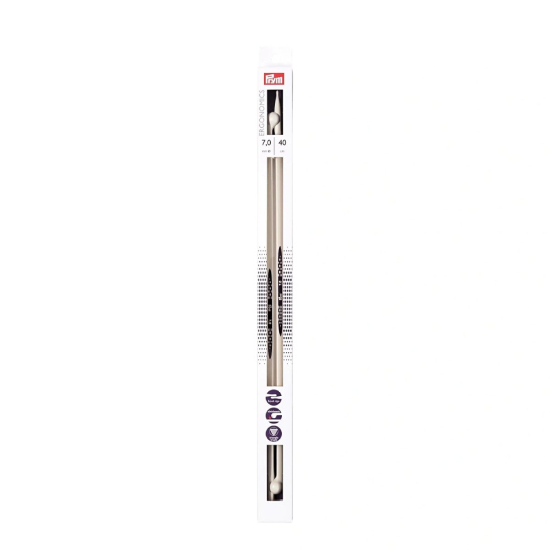 Prym pletací jehlice PRYM ERGO 190410, ergonomické plastové, rovné, 2 kusy, délka 40cm, velikost 7mm