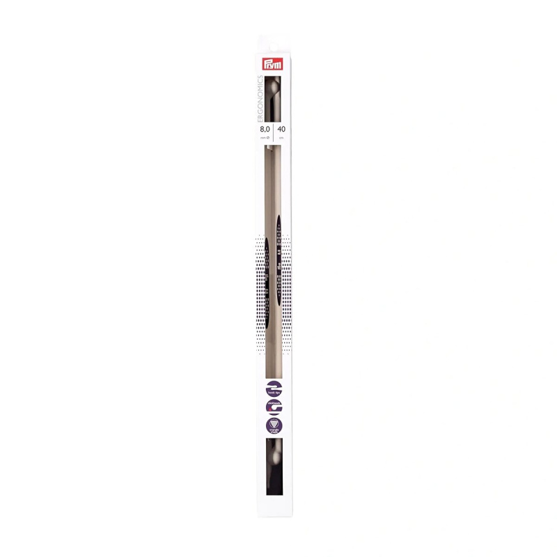 Prym pletací jehlice PRYM ERGO 190411, ergonomické plastové, rovné, 2 kusy, délka 40cm, velikost 8mm