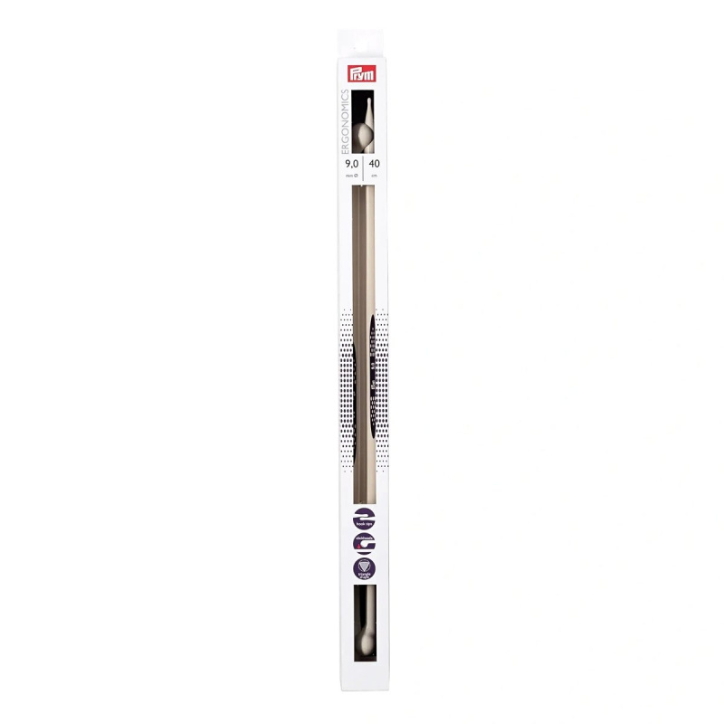 Prym pletací jehlice PRYM ERGO 190412, ergonomické plastové, rovné, 2 kusy, délka 40cm, velikost 9mm