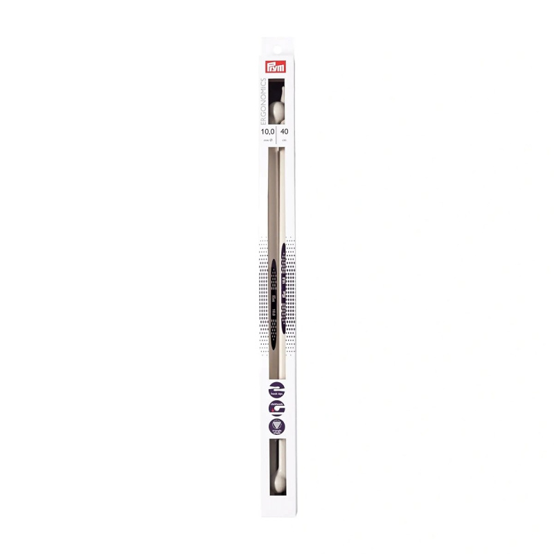 Prym pletací jehlice PRYM ERGO 190413, ergonomické plastové, rovné, 2 kusy, délka 40cm, velikost 10mm