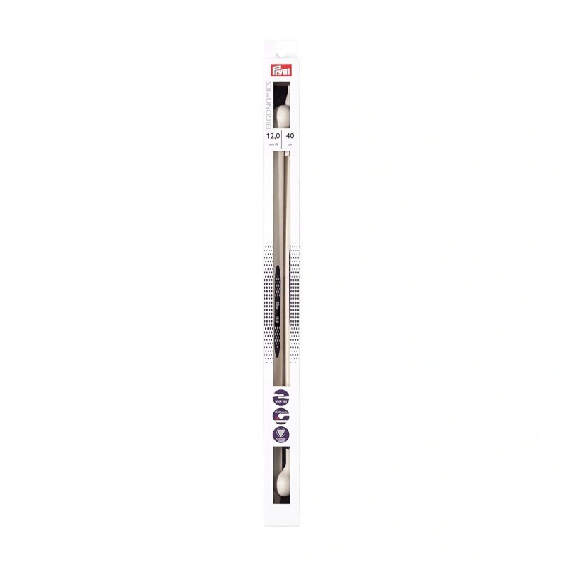 Prym pletací jehlice PRYM ERGO 190414, ergonomické plastové, rovné, 2 kusy, délka 40cm, velikost 12mm