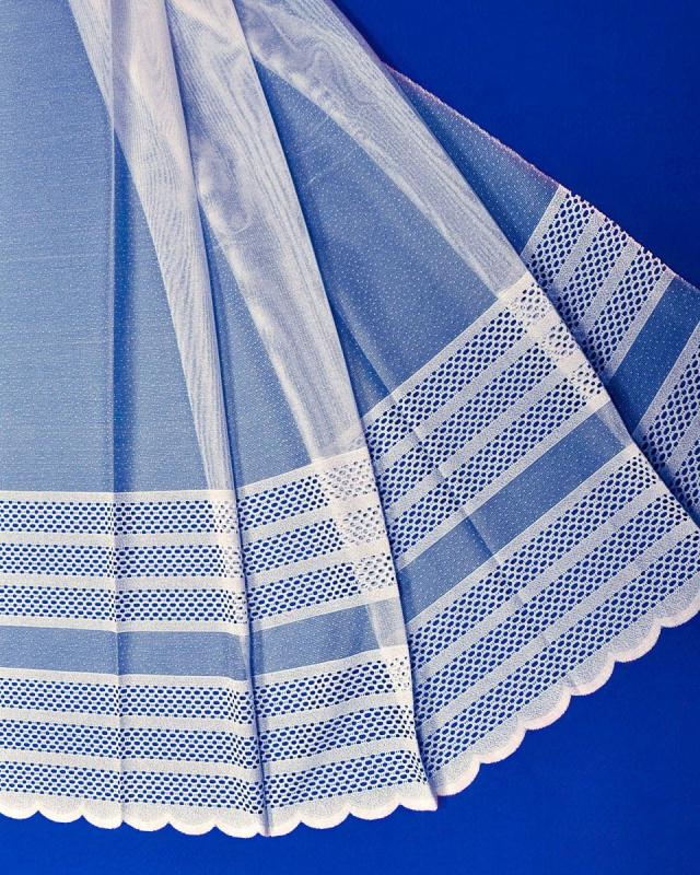 Českomoravská textilní žakárová V993 proužky, s bordurou, bílá, výška 155cm (v metráži)