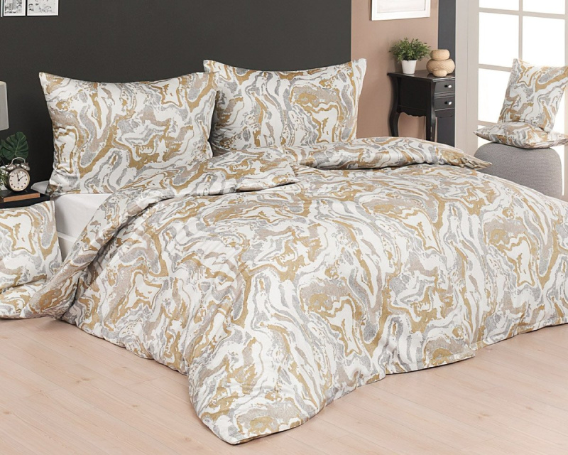 Matějovský povlečení FIONA, láva, šedo-zlatá, bavlna hladká, 140x200cm + 70x90cm