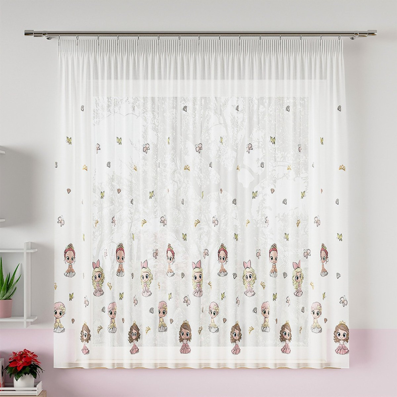 Olzatex voálová dětská PRINCEZNIČKY, s olůvkem, barevná, výška 130cm ( v metráži)