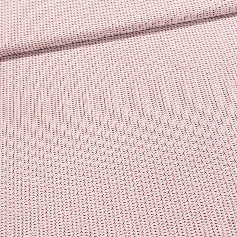 Bavlněné plátno CAPRA, červené tečkované vějířky, š.140cm (látka v metráži)