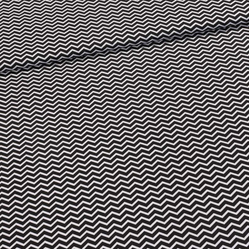 Bavlněné plátno TEZY 13B ZIG ZAG černá, š.150cm (látka v metráži)