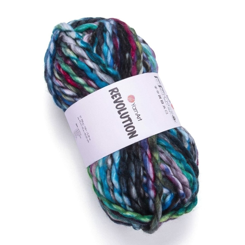 YarnArt pletací příze REVOLUTION 1614 modro-fialovo-tyrkysová melírovaná, efektní, 150g/75m