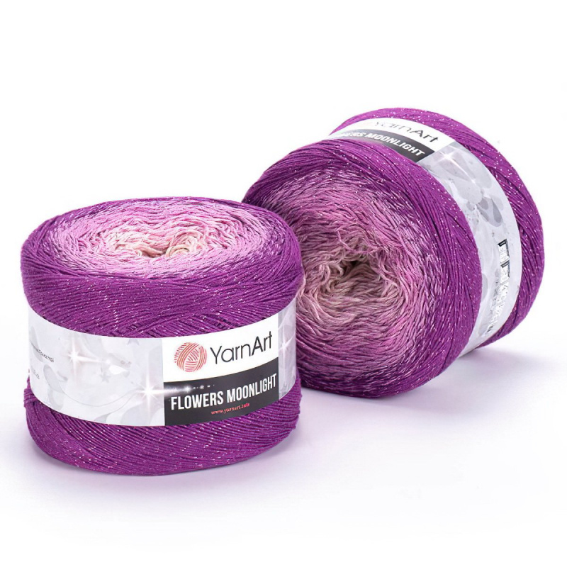 YarnArt pletací / háčkovací příze YarnArt FLOWERS MOONLIGHT 3290 světle fialová, melírovaná (duhová), metalické vlákno, 260g/1000m